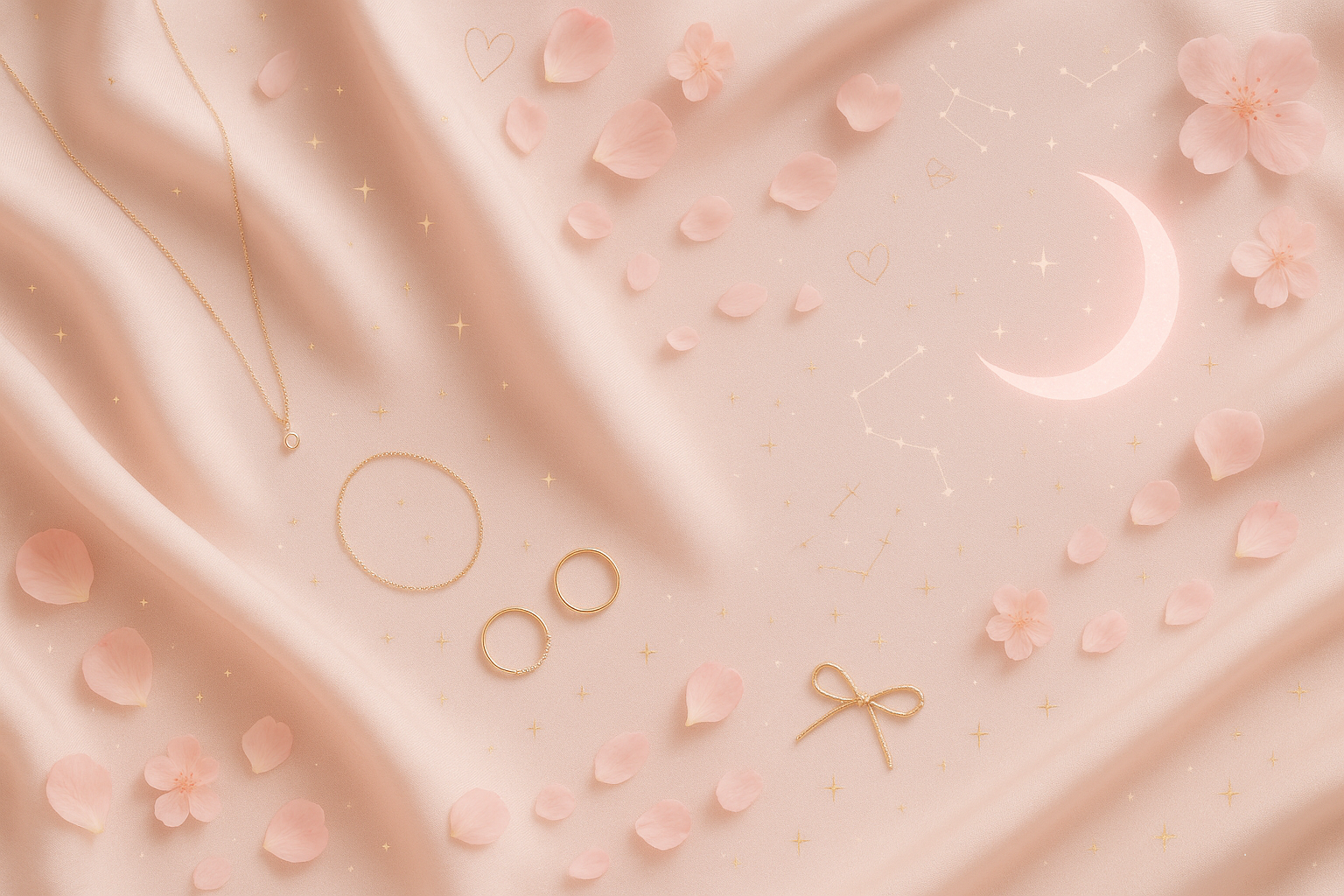 Soft ethereal slideshow background with blush pink silk, celestial elements, and soul energy details